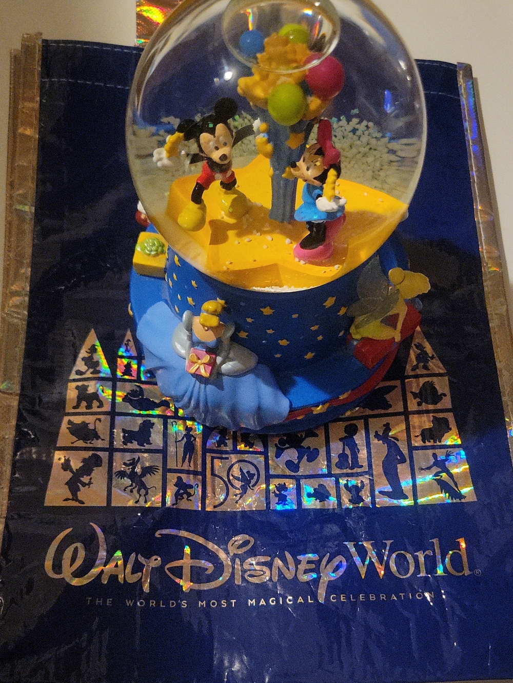 Walt Disney World Blue Mickey & Minnie Snow Globe Party Decor